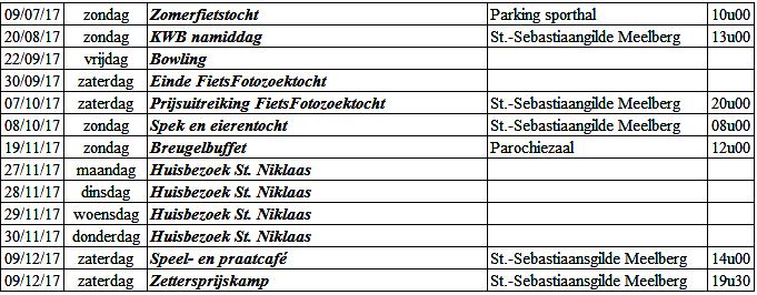 Activiteitenkalender voor de volgende maanden Je bent steeds welkom. Voor meer info neem contact op met je wijkmeester of surf naar de website.