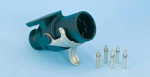 ABS-STEKKER Met dichtschijf en trompetkap 5 / 7-polig. Incl. contactbussen (3 x 1,5 mm, 2 x 6,0 mm). nr.