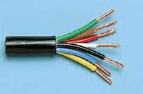 Flexibele kabel FLRYY Volgens DIN/ISO 6722. PVC buitenmantel zwart. Siliconen-, cadmium- en loodvrij. Temperatuurbereik: klasse A, 40 C tot +85 C. Nominale spanning: U = 50V, U- = 60V.