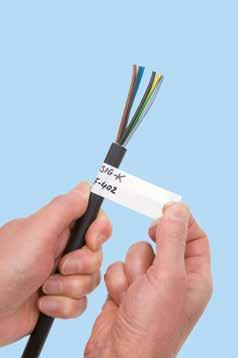 beschrijfbare labels Voor een eenvoudige, snelle en duurzame kabelmarkering Zelfklevend zacht-pvc, 0,1 mm dik Temperatuurbestendig van 30 C tot +95 C Bestand tegen vuil, water, alcohol en olie