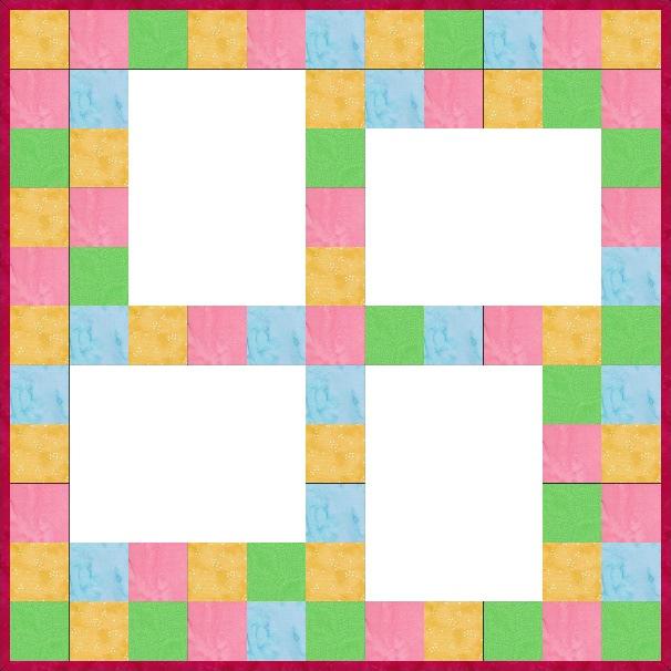 12 Variatie: Als u allemaal blokken van 6 x 6 cm snijdt (de maten zijn exclusief