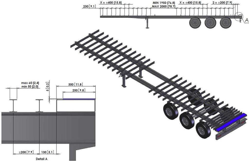 HET CHASSIS Erg belangrijk voor de inbouw van een Cargo Floor systeem is, dat de dwarsliggers op het chassis vlak zijn.