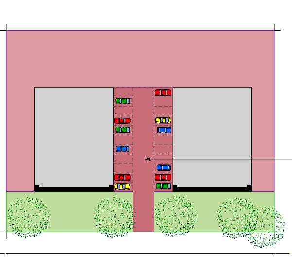 4 Parkeren en inritten Parkeren aan de voorzijde van het gebouw draagt niet altijd bij aan de representativiteit. Parkeren zou altijd in combinatie met groen uitgevoerd moeten worden.