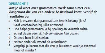Figuur 7. Opdracht 1 van het onderdeel grammatica, overgenomen uit Talent: Nederlands voor de onderbouw havo-vwo 1, tweede editie, overgenomen van https://www.malmberg.
