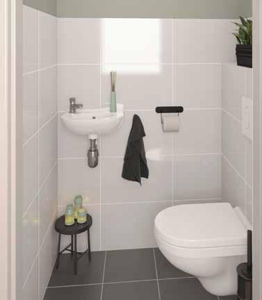 In de badkamer worden een spiegel met wandcontactdoos ernaast en een verzinkte radiator geplaatst.