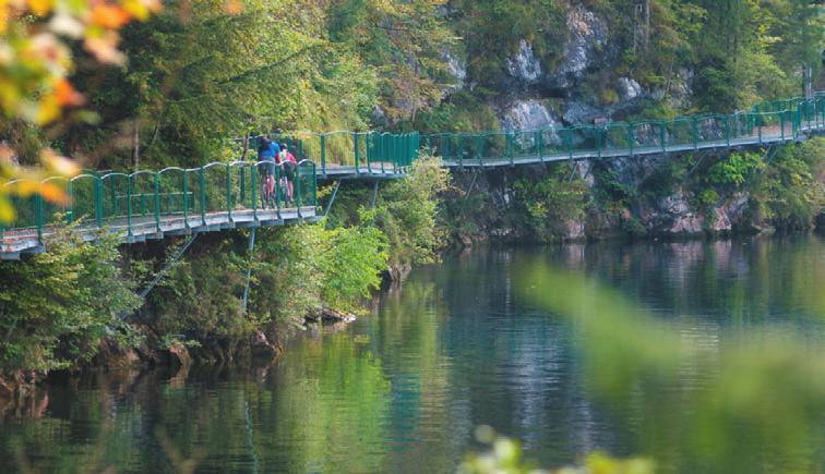 Links: Een laag zonnetje en beginnende herfstkleuren versterken het effect, maar ook zónder dat is het Salzkammergut een must voor natuurliefhebbers. Onder: Een rondje fietsen om de Hallstättersee?