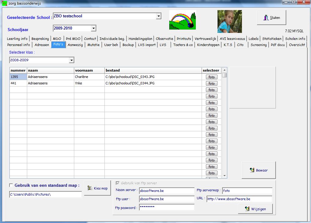 2.10 Foto s In het scherm leerling info kan na selectie van een leerling ook een foto van deze leerling getoond worden.