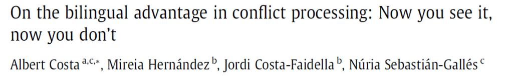 Taalcontrole meertalige brein (4) -Effect op cognitieve controle Gedragsdata (Costa et al.