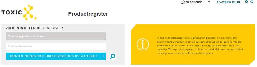 In het Toxic-register: u zoekt in alle in Toxic geregistreerde stoffen. 3. In beide registers.