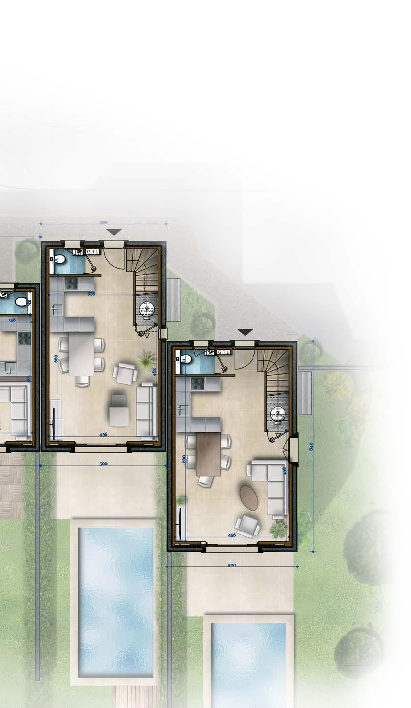 PLAN 1 ste VERDIEPING WONING E BEW. OPPERVLAKTE GLV : Leefruimte/keuken: 26.66m 2 Toiletruimte: 1.36m 2 Totaal gelijkvloers: 28.