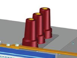 De afmetingen van het kabelcompartiment laat toe kabels tot 400 mm 2 per doorvoering aan te sluiten (op aanvraag kunnen twee kabels per doorvoering alsook spanningsafleiders geplaatst worden).