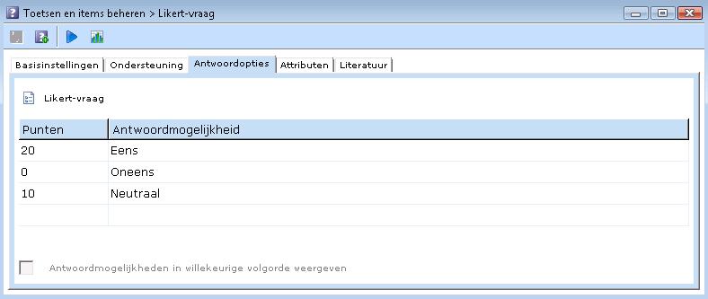 Hoofdstuk: Bijlage 3: Vraagtypen in de N@Tschool!-toetsomgeving In combinatie met de Likert-toets kunnen de resultaten van de vragen worden opgeteld tot een score.