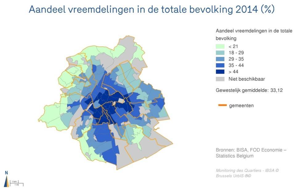 In 2015 werden er iets meer dan 26.600 niet Belgische 65-plussers geteld in Brussel.