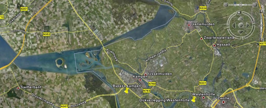 bovenstrooms. In figuur 2 staat een aantal karakteristieke plaatsten en een aantal rivierkilometers op de IJssel.