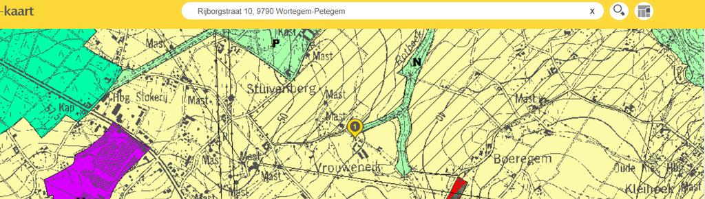 Figuur: Ligging bedrijf volgens gewestplan (bron: Geopunt Vlaanderen AGIV) Volgens de kaart met de aanduiding van de Natura 2000-gebieden is in de nabije omgeving van deze inrichting geen SBZ