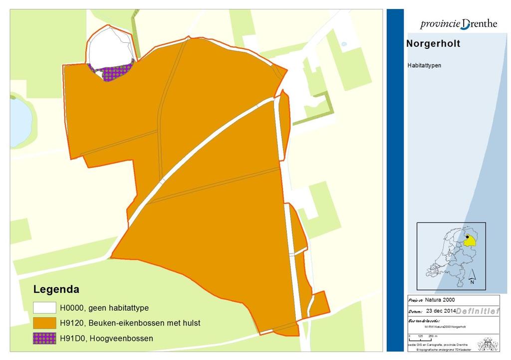 3 Gebiedsanalyse Het gebied heeft twee habitattypen, waarvan er één in het aanwijzingsbesluit is opgenomen, het Beuken-eikenbos met Hulst.