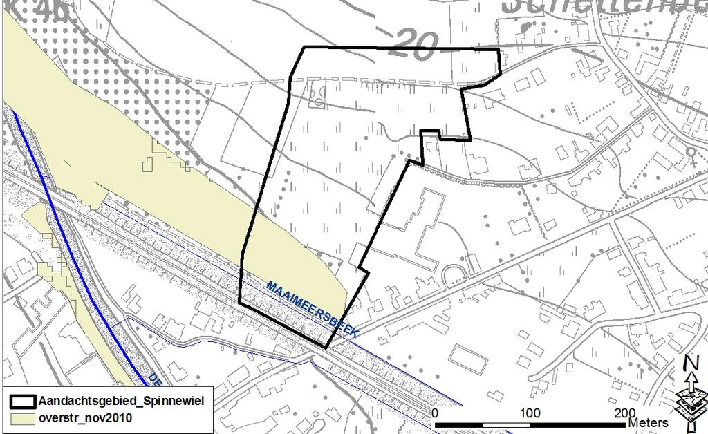 5 Opmerkingen Recente overstromingen: Zie Figuur 15. Tijdens de recente overstromingen van november 2010 was er sprake van overstromingen in het zuiden van het aandachtsgebied.