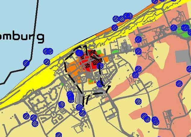 Fig. 2 Het onderzoeksgebied met gegevens uit de Walcherse verwachtingskaart 2016. Het plangebied is rood omcirkeld aangegeven.