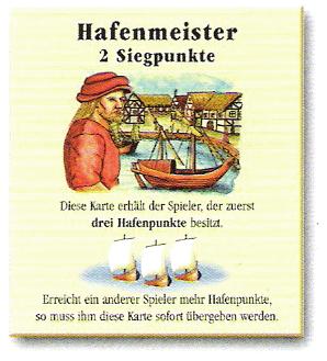 - 1 havenmeesterkaart De handel op Catan wordt steeds belangrijker en de havens krijgen een steeds grotere rol toebedeeld. Dorpen en steden met zeehavens worden beloond met havenpunten.