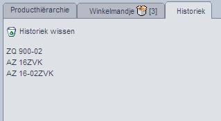 Functie Historiek Deze functie laat een herhaalde navigatie toe naar de productpagina s die u tijdens een vorige sessie geopend heeft.