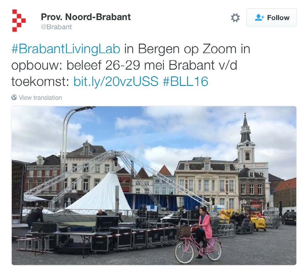 De Brabantse Omgevingsvisie op het Brabant Living Lab Introductie WEBSITE Brabantse Omgevingsvisie In het Living Lab op de Grote Markt in Bergen op Zoom vond je van 26 t/m 29 mei 2016 de nieuwste