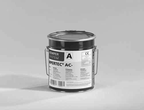 KEMPERTEC AC- Primer Tepassing Als grndlaag en vr een duurzame hechting van KEMPEROL AC Afdichting/Bedekking de afdichtingen KEMPEROL V 210, KEMPEROL BR, KEMPEROL 2K-PUR met de ndergrnd Als