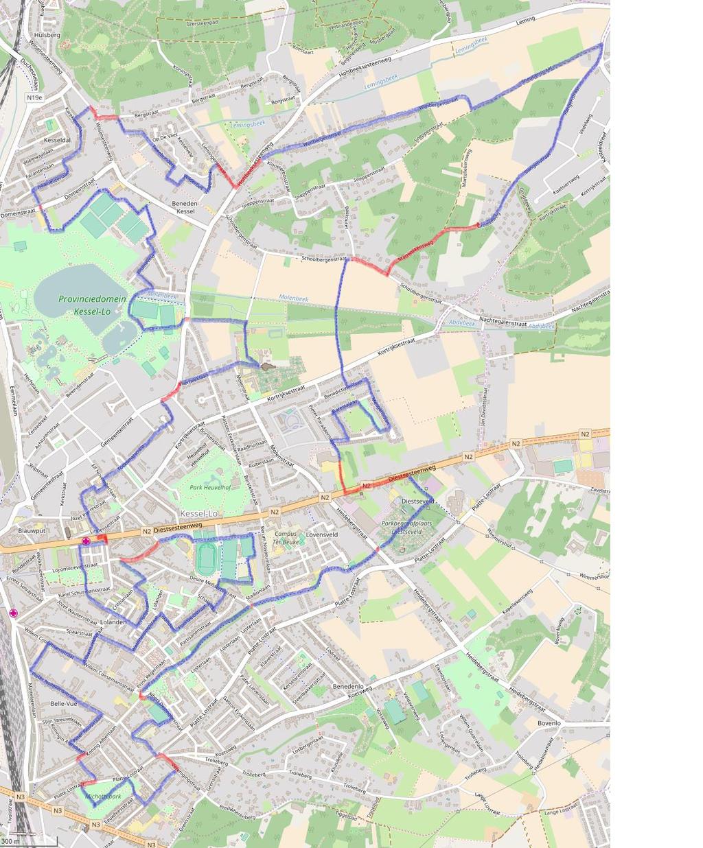 Overzichtskaart volledige route Er is ook nog gps-track, gemaakt met gpsies op een osm-map, voor degene die daar mee vertrouwd zijn.