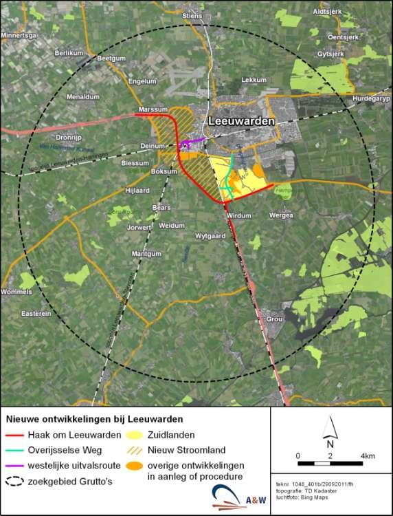 10 A&W-rapport 1718. Adres onbekend Figuur 2-2. Overzicht van de geplande ontwikkelingen rondom Leeuwarden.