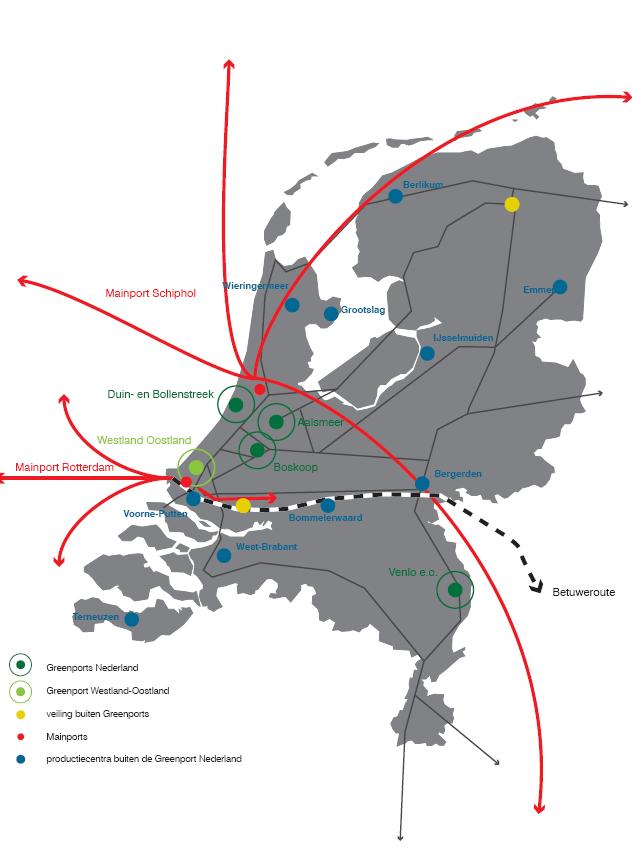 Mainports Schiphol en Rotterdam A4, A12, A15, A20, A13, A16, Betuweroute Nauwe relatie met