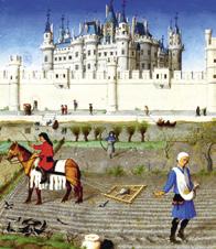 5. Schilderij Herendiensten. Bekijk de afbeelding en beantwoord de vragen. Van wie is het land om het kasteel?