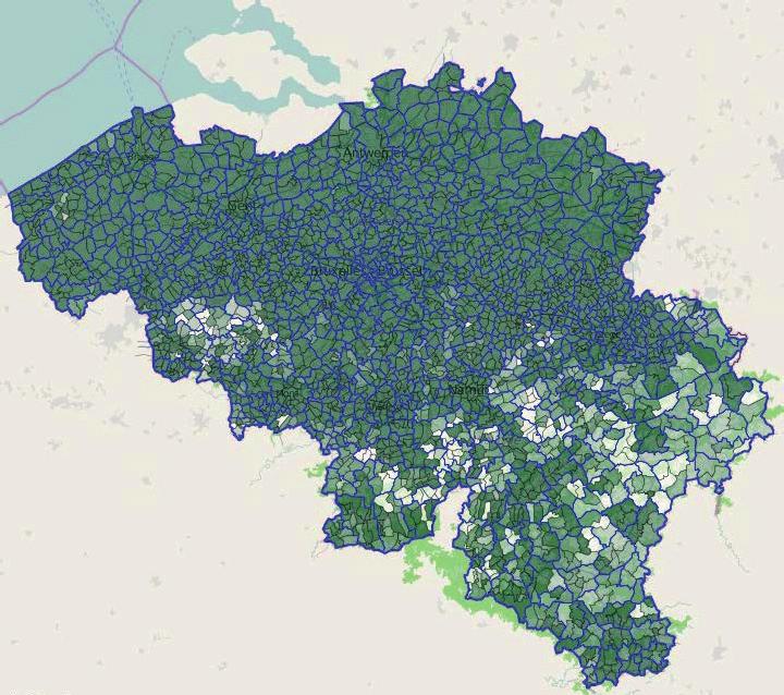 "De voorwaarden scheppen voor een competitieve, duurzame en evenwichtige werking van de goederen- en dienstenmarkt in België." Dekkingskaarten voor vastebreedbandtoegang Kaart 3.15.