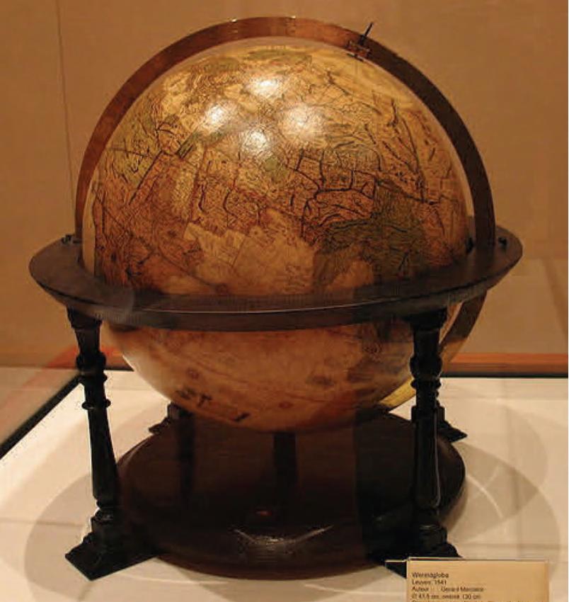 lu-m m WmkM De globe van Mercator uit 1541. Bron: Wikipedia.