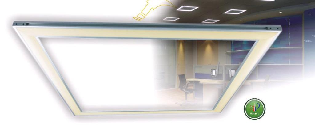 LED hollow paneel Speciaal dun LED paneel met een lichtgevende rand en open binnenkant. Geschikt als inbouw LED paneel voor in uw systeemplafond.