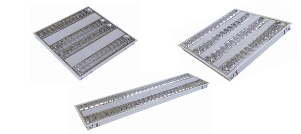 LED inlegarmatuur Grille - Systeemplafond afmetingen - Inclusief LED driver input 185-240VAC - Hoge Lumen output >100Lm/w - Traditioneel design Artikel nr. Afmetingen Aantal refl.