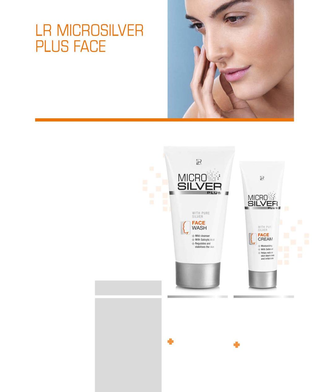 Antibacteriële gezichtverzorging voor een schone huid Dankzij de speciale combinatie van werkzame stoffen beschermt en verzorgt MICROSILVER PLUS de geïrriteerde en veeleisende gezichtshuid.