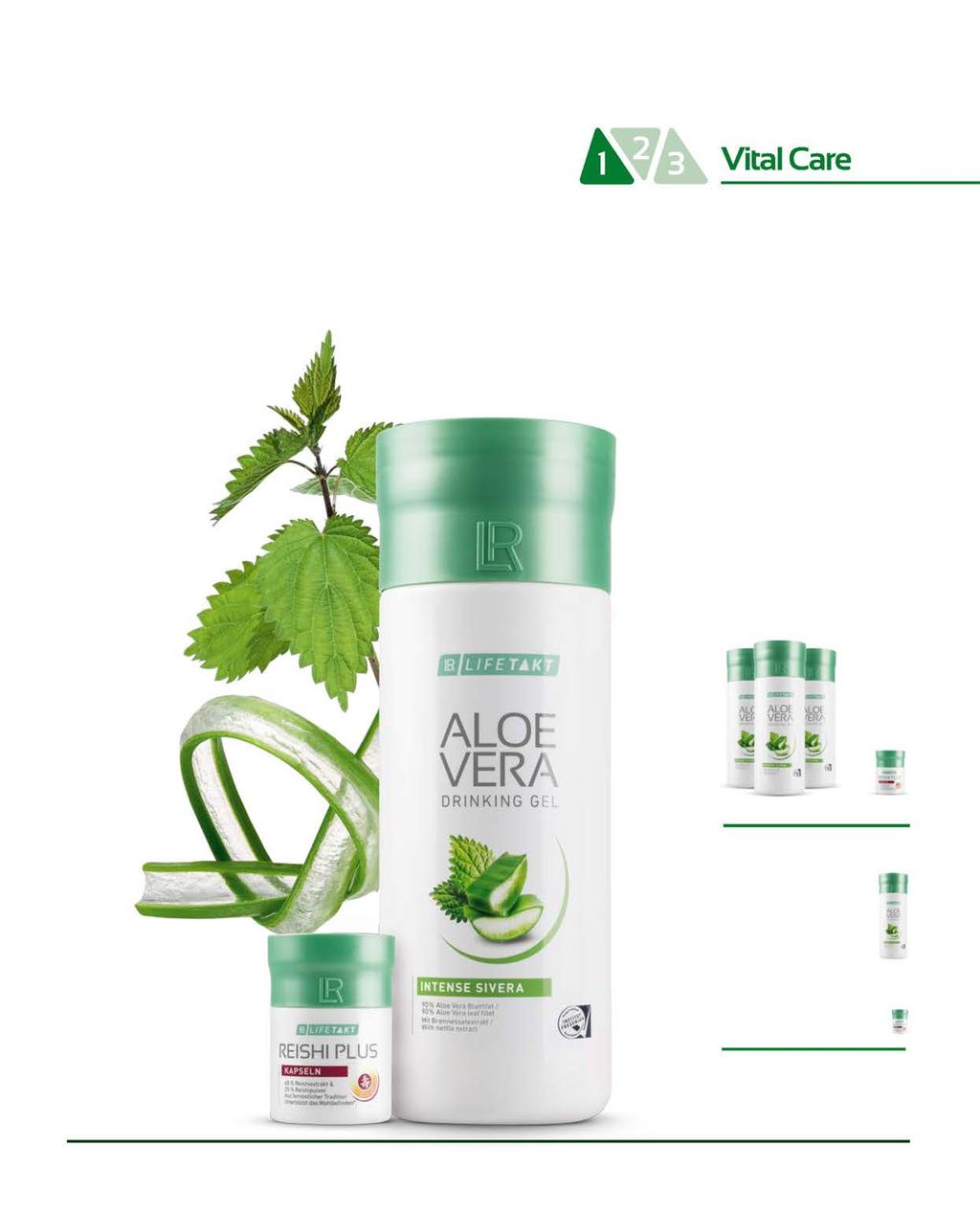 LR LIFETAKT OPLOSSINGEN 27 BASISOPLOSSING Vital Care MAANDSET Aloe Vera Drinking Gel Intense Sivera 3 x 1000 ml Meer