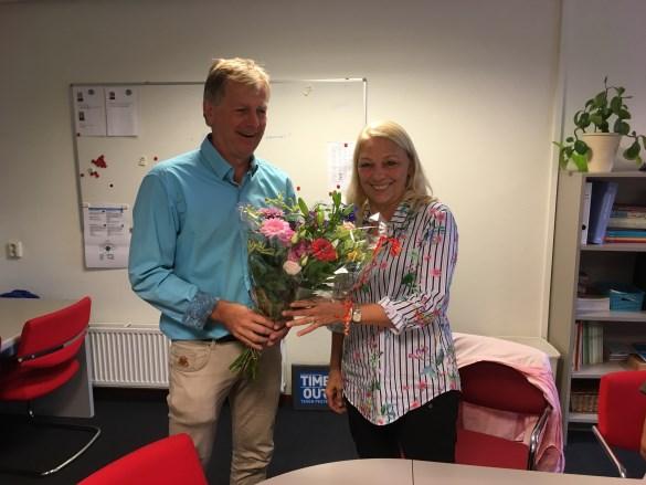 Mayke Peeters Weem 12½ jaar in dienst Op 6 september werd Mayke Peeters Weem van de Talenter verrast met een bos bloemen voor haar 12½ jarig dienstverband bij de stichting.