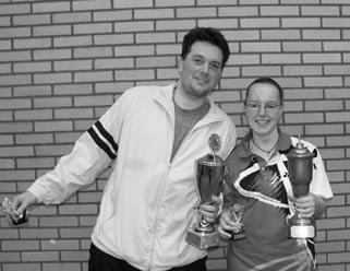 Clubkampioenen Jeroen en Sandra BEGINNERSTOERNOOI 10 MAART 2005 Het tweede beginnerstoernooi van dit badmintonseizoen werd gehouden op donderdag 10 maart in de Bisonhal.