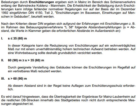 Nederlandse samenvatting: Trillingen worden veroorzaakt door treinen langs de railverbinding Koblenz-Mannheim. De hinder kan worden vastgesteld met behulp van DIN 4150 deel 2.