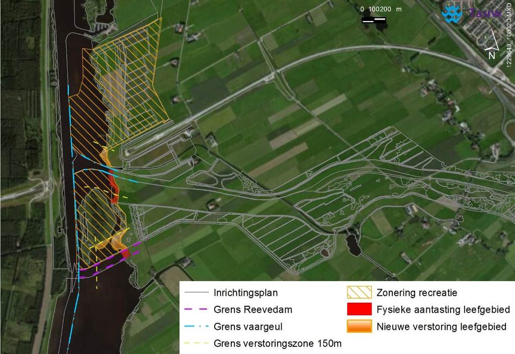 De zonering ten noorden van de Reevedam was reeds opgenomen in voorschrift 6 van de Natuurbeschermingswet-vergunning van Flevoland. Gelderse Sluis Figuur 2.
