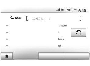 INFO ECO² / 4X4 18 Driving eco2 1 REISRAPPORT U kunt de opgeslagen gegevens van uw laatste route weergeven: Info voor 4x4 Gemiddeld verbruik Totaal verbruik Gemiddelde snelheid Afstand zonder