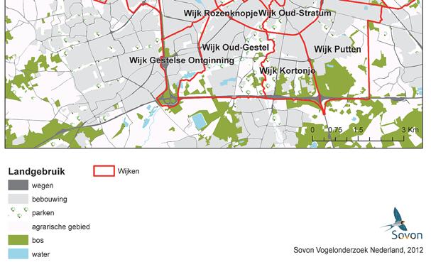 Hierdoor is meteen duidelijk welke punten binnen Eindhoven relatief hoge en welke punten relatief lage aantallen vogels hebben.