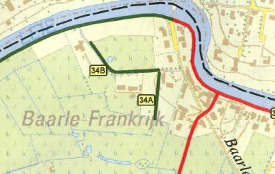 4.8. SML_34 Weg 34A verbindt de Baarle-Frankrijkstraat met achterliggende weiden; weg 34B vertrekt aan Baarle-Frankrijkstraat richting Leie, ongeveer ter hoogte van het veer, maar loopt niet volledig