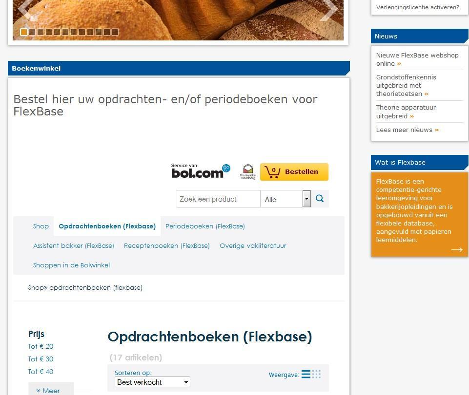 nl, klik vervolgens op de Tab Bestellen en klik daarna in het scherm dat is geopend op FlexBase Boekenwinkel, zie afbeelding hierna.