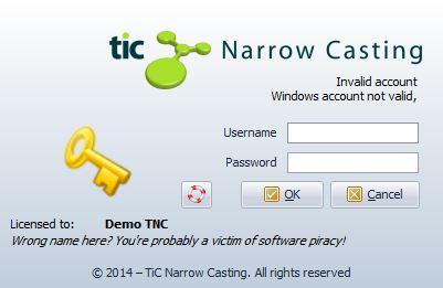 Inloggen Inloggen 1. Start TiC Narrow Casting door te dubbelklikken op het TiC NC (of hoe u het zelf heeft genoemd) icoon op uw bureaublad.