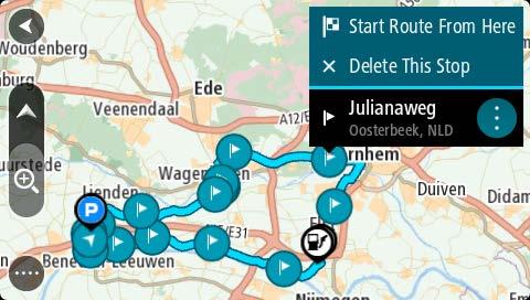 3. Selecteer de tussenstop die je wilt gebruiken als beginpunt en selecteer vervolgens de knop voor het pop-upmenu
