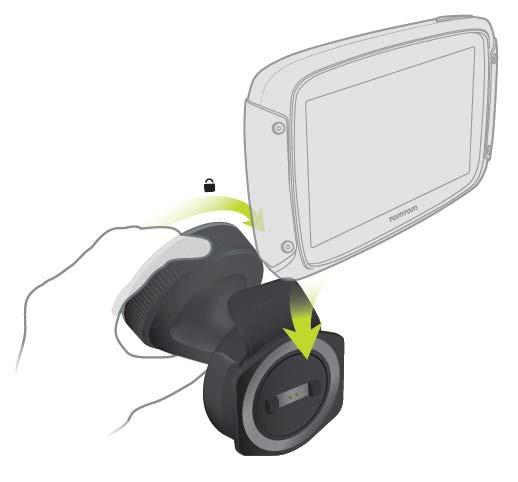In de auto installeren Als de verpakking een autohouder bevat, gebruik je de meegeleverde houder om je TomTom Rider in je voertuig te installeren.
