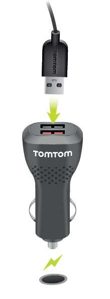 Tip: met de snelle dubbele oplader kun je je TomTom Rider en smartphone tegelijkertijd opladen.