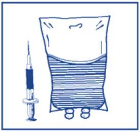 Gebruik, op basis van de vereiste dosis voor de patiënt uitgedrukt in mg, gegradueerde injectiespuiten die zijn voorzien van een naald om het overeenkomstige volume uit het benodigde aantal