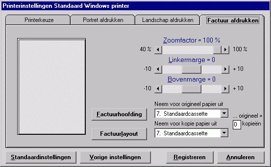 Briefhoofding van de factuur / creditnota /leveringsbon e.d.: Facturen, leveringsbonnen en dergelijke kunt u van een eigen briefhoofding voorzien, zodat blanco papier in uw printer volstaat.